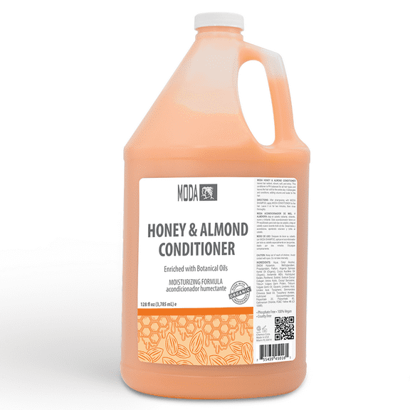 MODA - Moisturizing Conditioner for all Hair Types, Honey Almond, 128 Oz, Professional - Strengthens, Moisturizes, Leaves Hair Soft and Shiny, Adds Volume, Protects Color and Restore