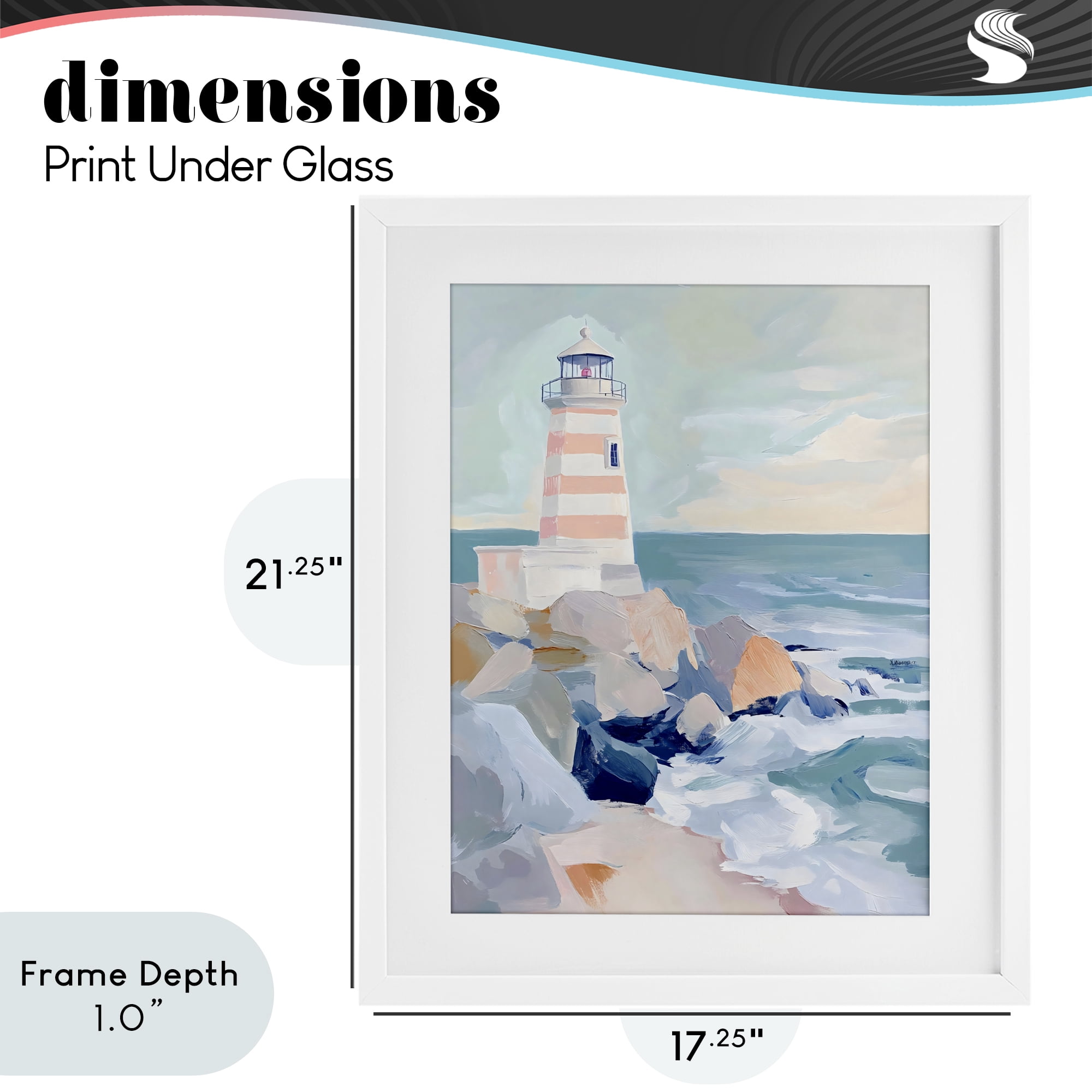 Stupell Industries Coastal Lighthouse in Pastels White Framed Print Under Glass, design by Creative Studio