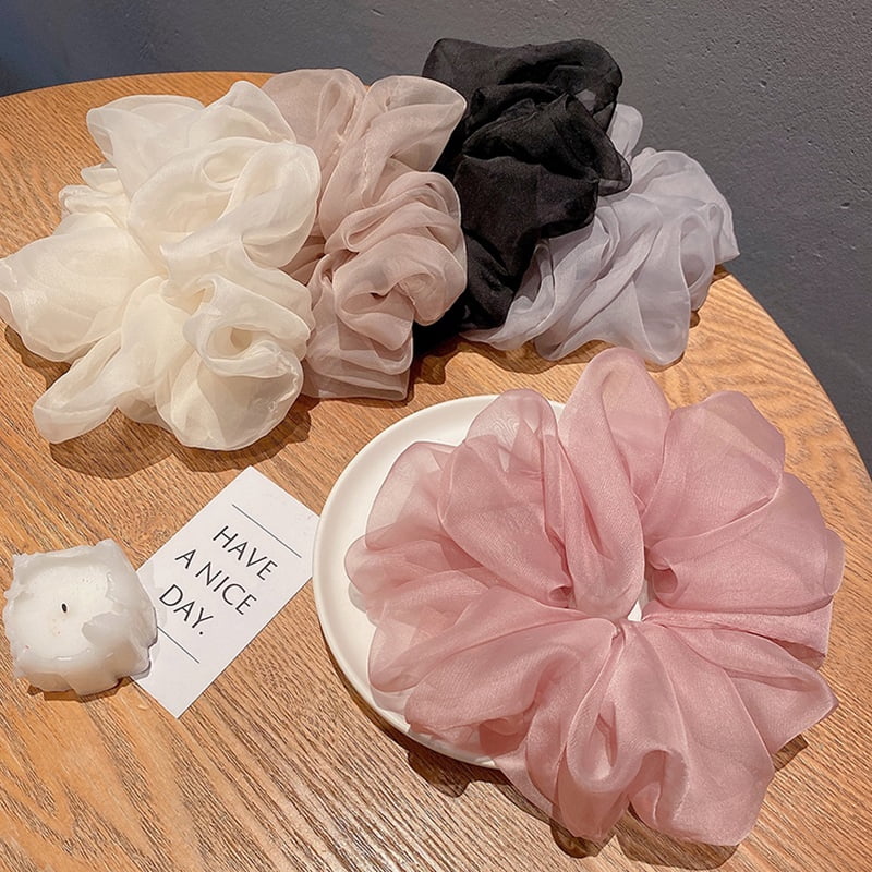 Woman Large Organza Scrunchies Girls Sweet Chiffon Rubber Tie Band Elastic Hair Bands Ponytail Holder Ins Hair Accessories
