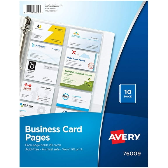Avery Business Card Pages, Pack of 10 (76009), Clear