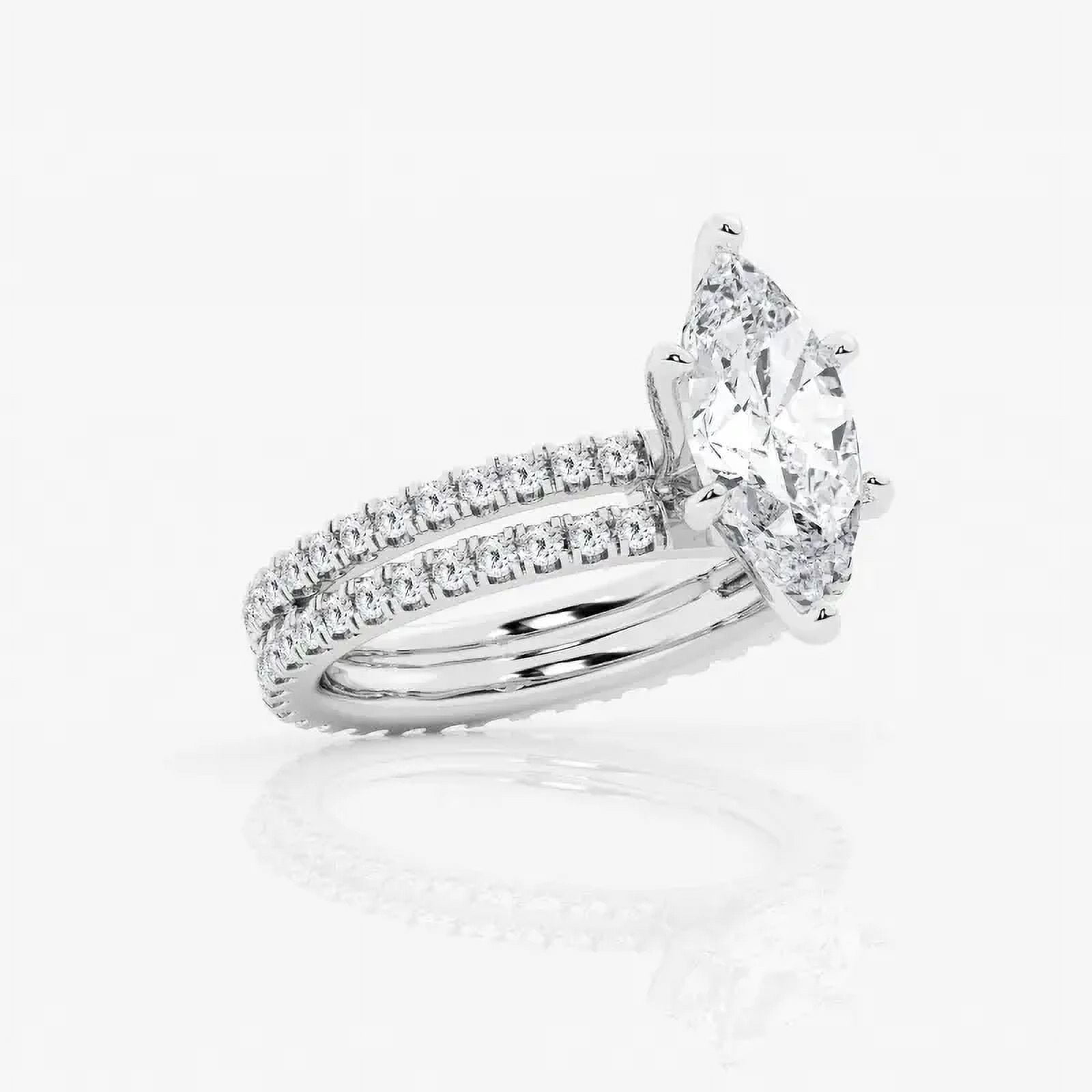 Zoya Jewel 2 Ct Marquise Cut Moissanite Engagement Ring – Women’s Double Shank Solitaire – 14K White Gold Plated – Perfect for Proposals & Special Events