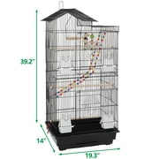 ZENY 39 House Shape Bird Cage Large Parrot Cage Metal Frame, Black