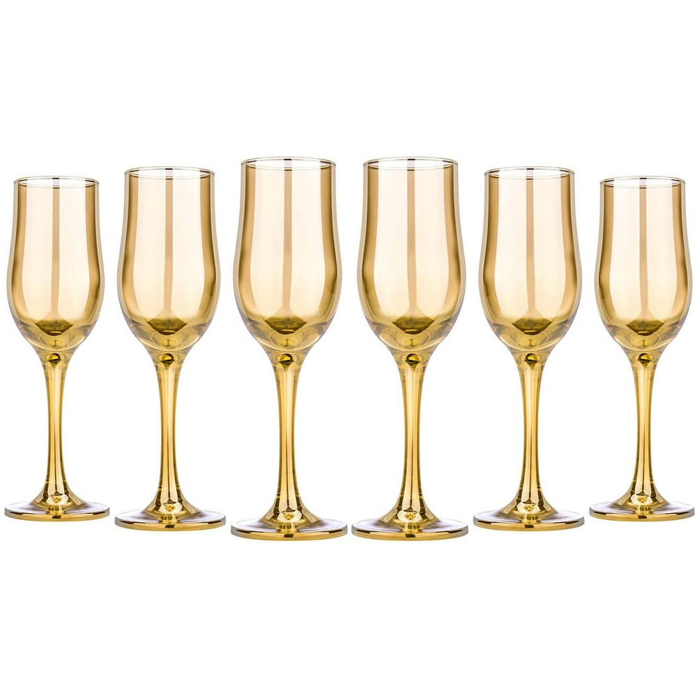 Honey 6.5Ounce Champagne Flutes, Flute Glass Set, Elegant Stemmed