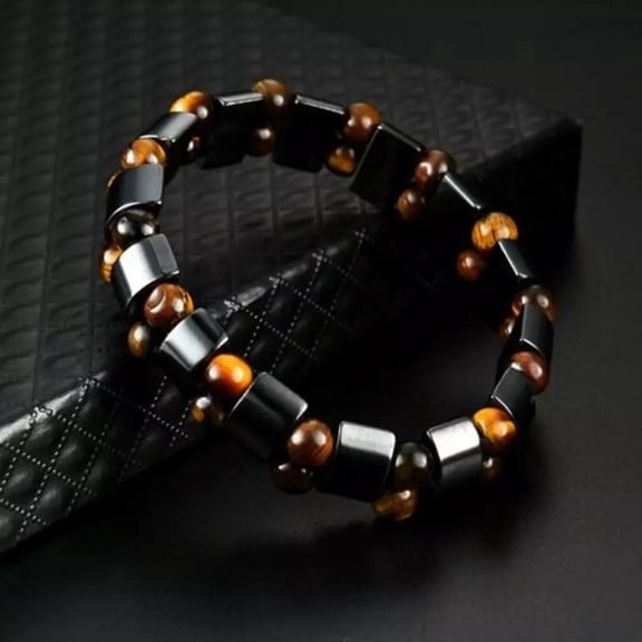 Energy Healing Stretch Bracelet Natural Stone Hematite Tiger Eye Unisex Z54