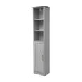 thumbnail image 2 of Flash Furniture Freestanding Linen Tower Storage Cabinet with Magnetic Close Door, In-Cabinet Adjustable Shelf, and 3 Upper Open Shelves in Gray, 2 of 13