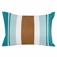 thumbnail image 2 of Modern Brown Teal Throw Pillow Cover, Pillowcase Protectors with Zipper, Breathable Decorative Lumbar Pillow Case Cover, Boho Contemporary Geometric Striped Pillow Shams for Couch Sofa 12x20Inch, 2 of 8