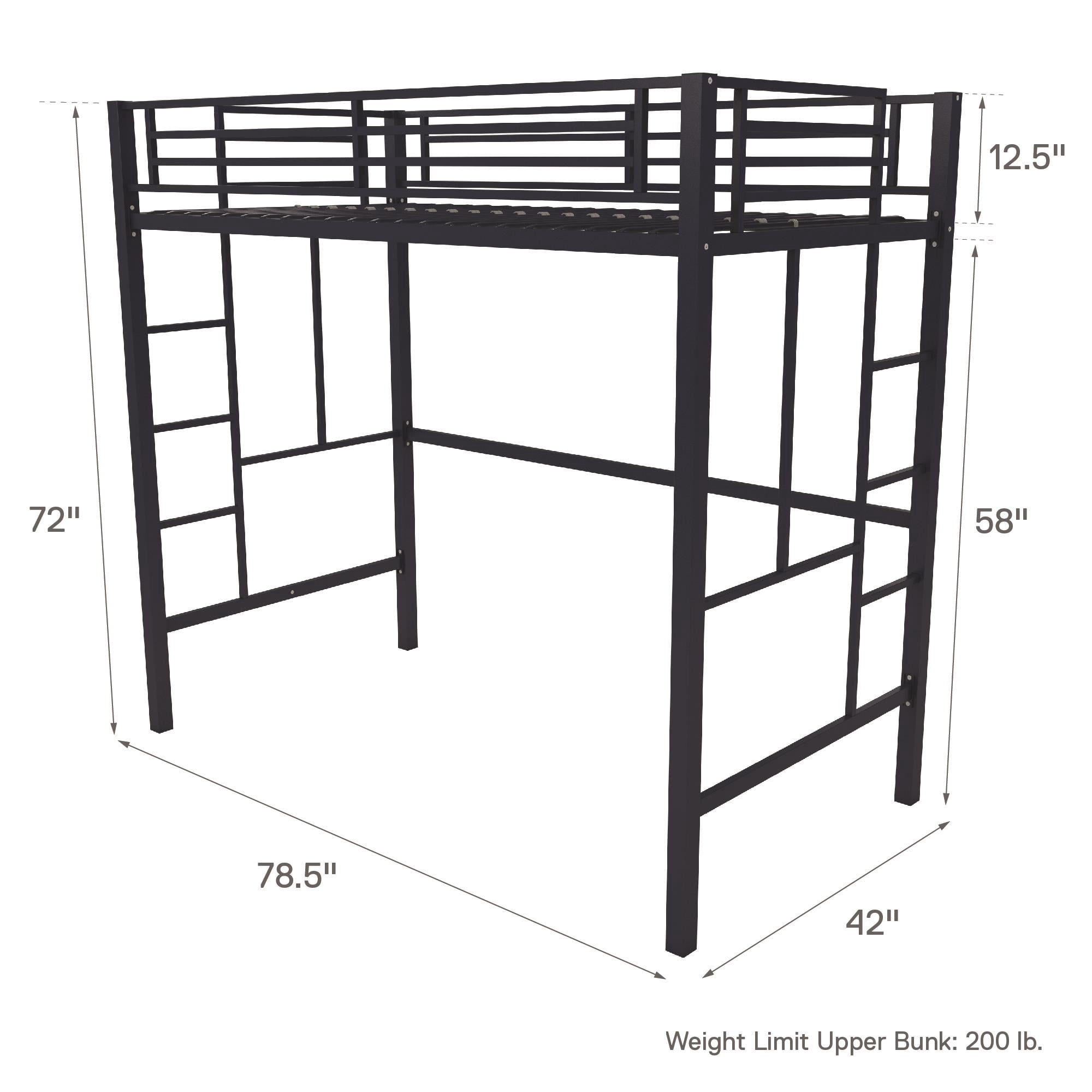 Your Zone Brittain Twin Metal Loft Bed, Navy Blue