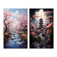 thumbnail image 2 of Designart "Sakura Dream Japon Art in Pink and Blue III" Japan Art Wall Art Set Of 2 - Pink People Canvas Set For Living Room Decor, 2 of 7
