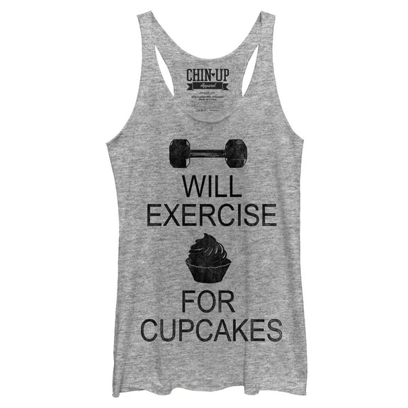 Women's CHIN UP Cupcake  Racerback Tank Top Gray Heather X Large