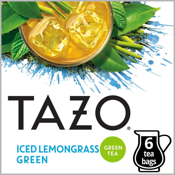 TAZO Green Tea ICED Lemongrass Green Family Size Tea Bags 6 ct