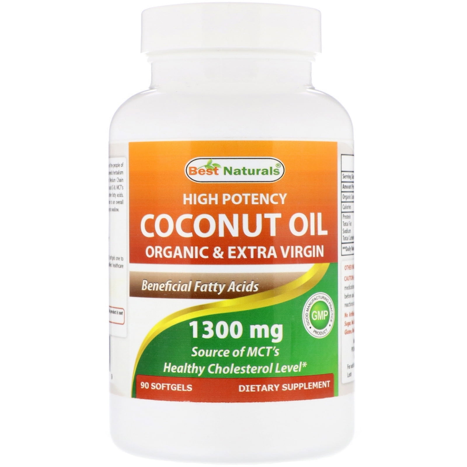 Best Naturals High Potency Coconut Oil Organic Extra Virgin 1300 mg 90