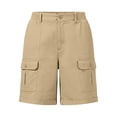 thumbnail image 6 of CYRBOKO Women's Cargo Shorts with Pockets, Elastic Waist Knee Length Relaxed Fit Casual Summer Bermuda Shorts Khaki Size XL, 6 of 8