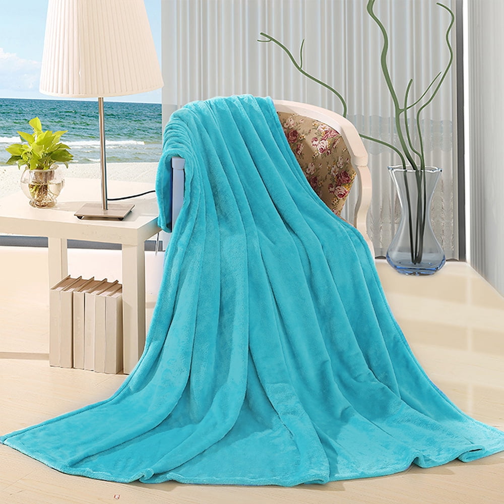 Buy Howarmer Azure Fuzzy Bed Blanket, Throw Size Soft Flannel Fleece