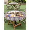 thumbnail image 3 of Outdoor Tablecloth with Umbrella Hole and Zipper, Easter Bunny Round Table Cloth 54 Inch Waterproof Tablecloth, Spring Easter Eggs Chick Floral Purple Check Picnic Table Cover for Patio Camping, 3 of 7