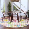 thumbnail image 4 of Happy Easter Round Area Rugs Collection 5', Spring Colorful Eggs Butterfly Plaid Checkered Non Slip Indoor Circular Throw Runner Rug Floor Mat Carpet for Living Room Dining Table Bedroom Nursery, 4 of 9