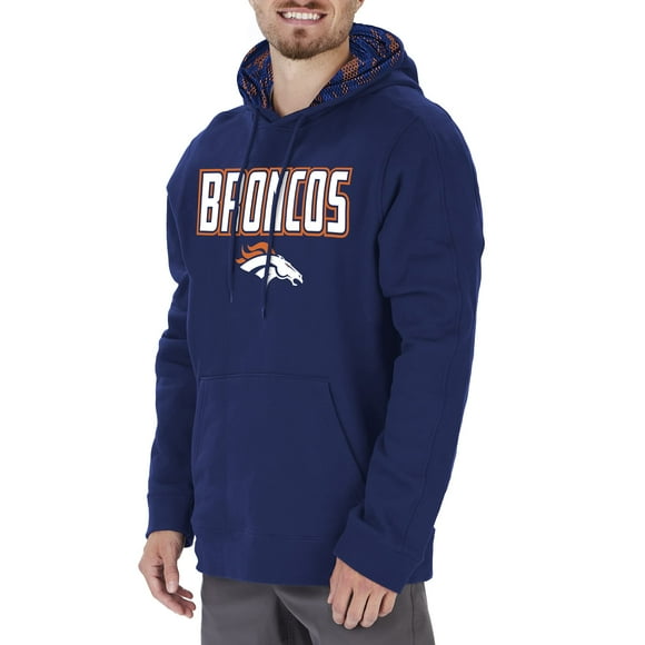 Zubaz Men's NFL Team Color, Primary Logo Hooded Hoodie with Viper Print Details, Denver Broncos, XX-Large