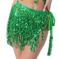 thumbnail image 3 of Women Belly Dance Skirt Sequins Costume Hip Belt for Rumba Performance Tango Green, 3 of 7