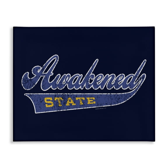 Stupell Industries Awakened State Varsity Novelty & Humor Painting Wrapped Canvas Art Print Wall Art, 20 x 16