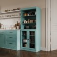 thumbnail image 4 of Palace Imports 100% Solid Wood 32" Pantry Cabinet with Clear Glass Doors and Adjustable Shelves, Aqua Blue, 4 of 6