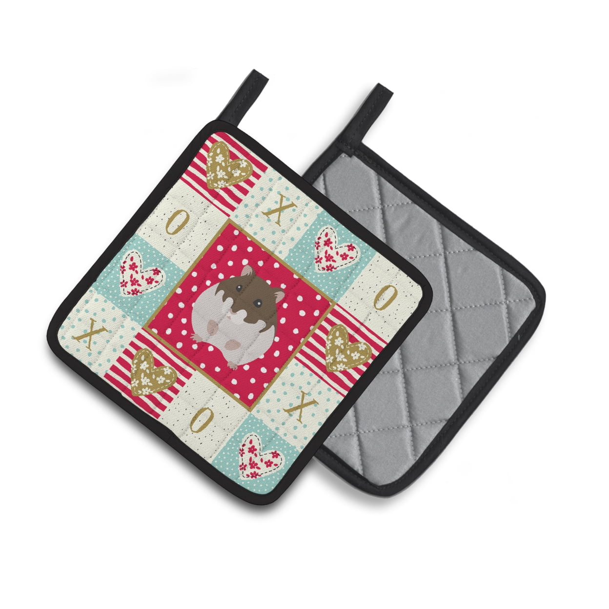 Carolines Treasures CK5440PTHD Dzungarian Hamster Love Pair of Pot Holders, Red, 7.5HX7.5W, multicolor