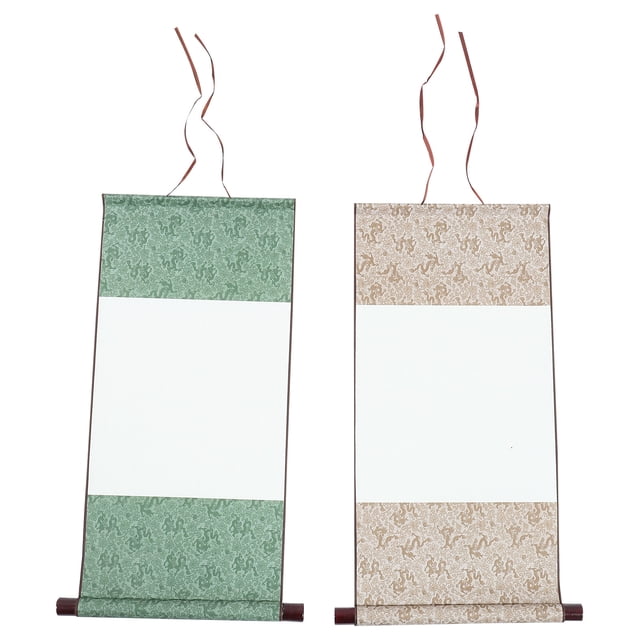 Miangastore 2pcs Calligraphy Blank Scroll Chinese Calligraphy Paper Blank Hanging Drawing Scroll
