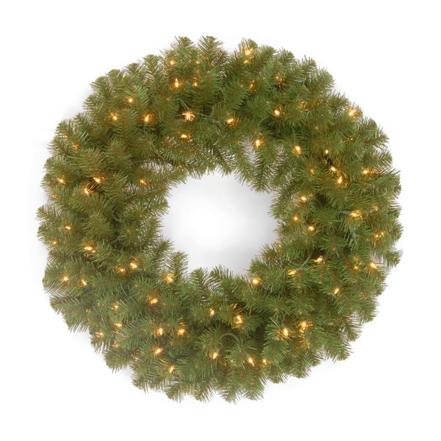 National Tree Company 24 Inch Artificial Pre Lit Spruce Holiday Wreath