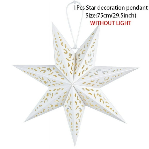 Hollow Star Hanging Pendant Light Eid Mubarak Ramadan Kareem Decoration 2024 paper Lantern Islamic Muslim Party Supplies wedding (75cm without light B)