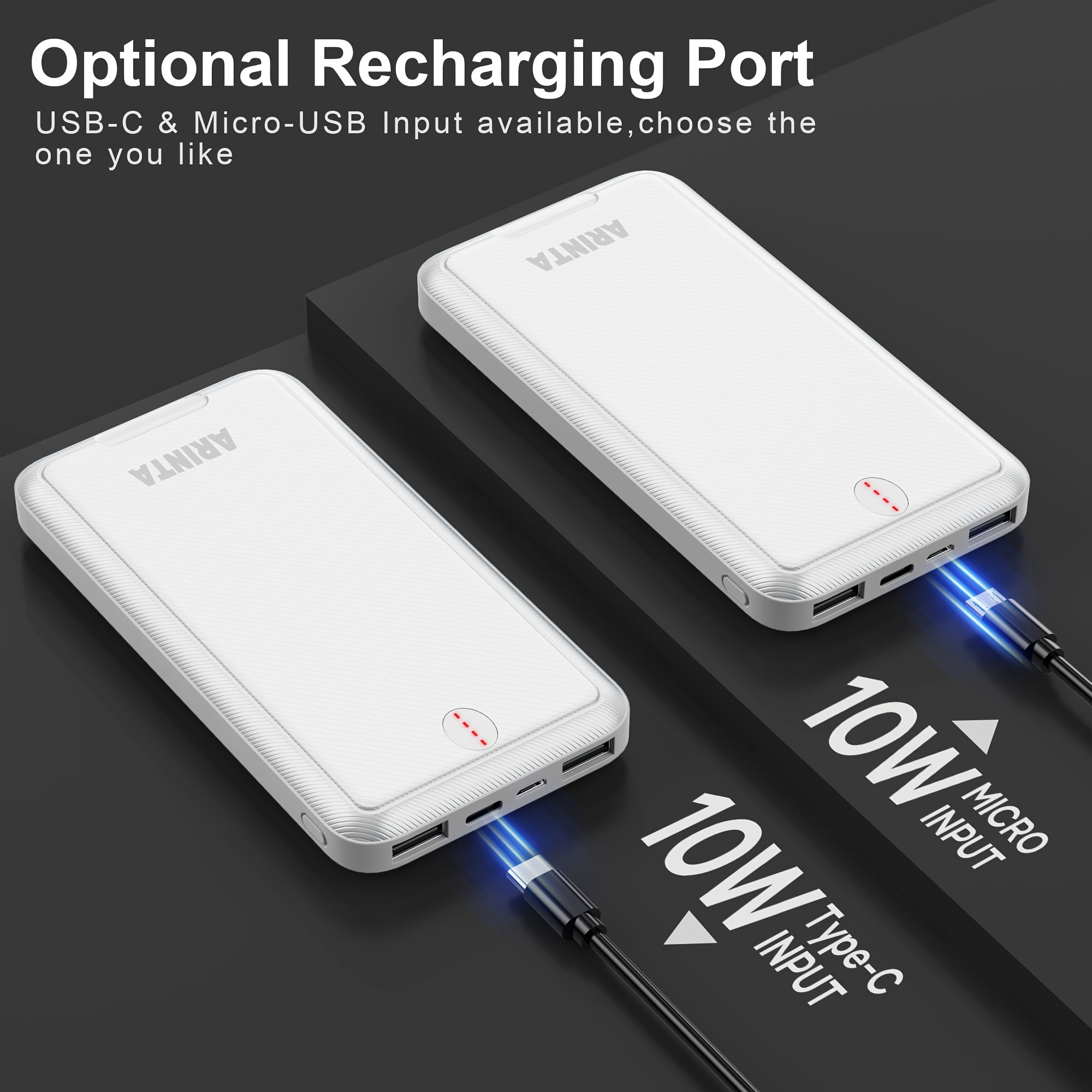 Power Bank Portable Charger 10000mAh 5V 2A Battery Pack Back Up Battery for Smartphones, Tablets, Smartwatches, Heated Clothes., Etc. Gifts for Men Women