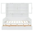 thumbnail image 5 of New White Full Size Wood Daybed w/ Glass-Door LED Storage, Open Shelves & Modern Design – Convertible Sleeper Sofa for Guest Rooms or Small Spaces, 5 of 10