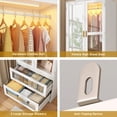 thumbnail image 5 of 6 Doors Armoire Wardrobe Closet with LED and Mirror, 71" H Freestanding Wooden Wardrobe Closet Cabinet for Bedroom w 2 Drawers,Wooden Clothing Storage Cabinet w Hanging Rod,Closets for Bedroom, 5 of 9