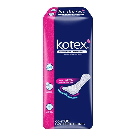 Pantiprotectores Kotex Maxi extra largos 80 piezas