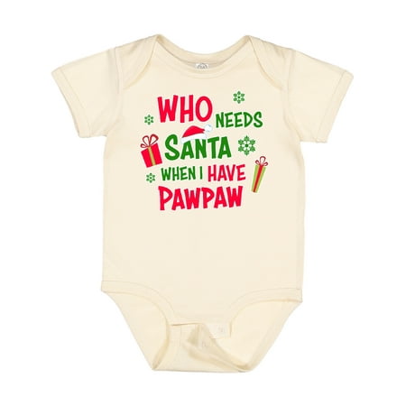 

Inktastic Who Needs Santa when I Have Pawpaw Gift Baby Boy or Baby Girl Bodysuit