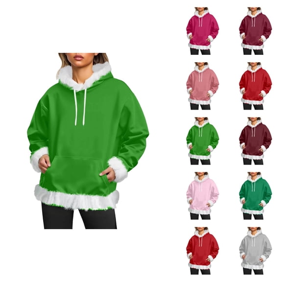 Women's Hoodie 2025 Long Sleeve Trendy Plain Drawstring Hooded Sweatshirt with Pockets Pullover Top