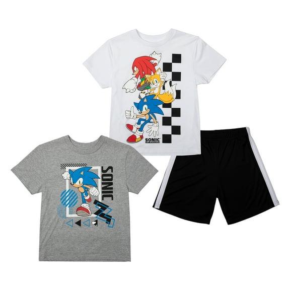 Sonic Boys 3-Pack Set - Includes Two Tees and Mesh Shorts-Medium
