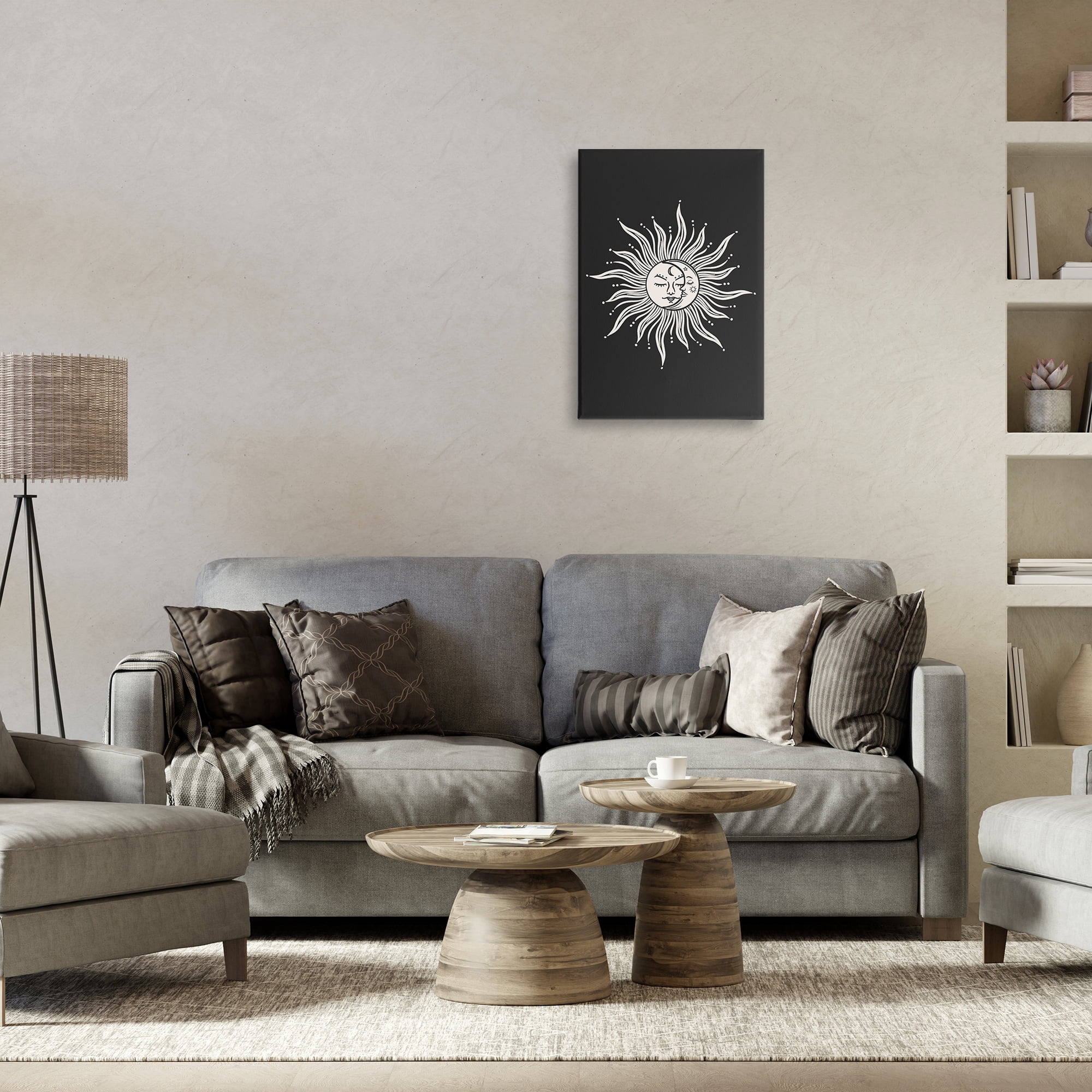 Stupell Industries Celestial Sun on Black Astrology & Stars Painting Wrapped Canvas Art Print Wall Art, 16 x 24
