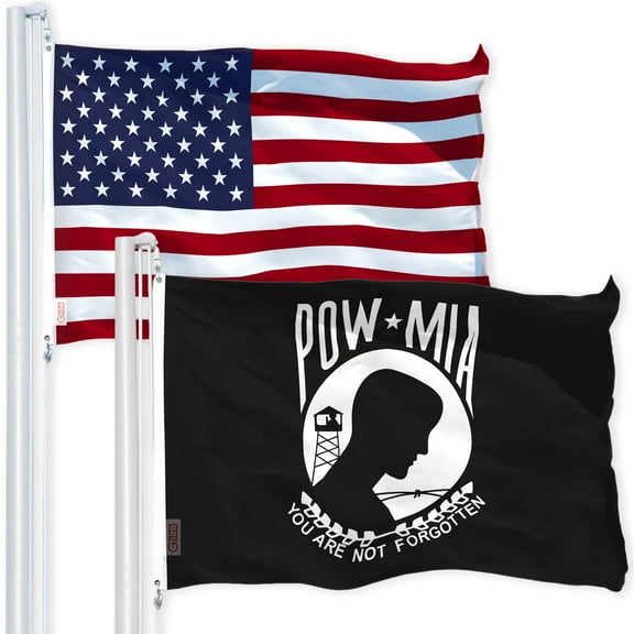 G128 - Wholesale Lot 3'x5' USA America Flag 150D Polyester & 3'x5' POW-MIA Black 150D