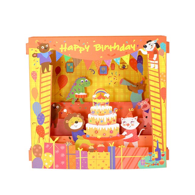 Tarjeta Emergente Feliz cumpleaños tarjetas de papel dibujos animados 3D recuerdos postales para celebrar cumpleaños Tmvgtek Libre de BPA