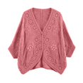 thumbnail image 4 of enyan Women's Short Sleeve Summer Cardigan V-Neck Button up Lightweight Hollow Out Sweater Cardigans Shrug（Pink,One Size）, 4 of 4