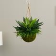 thumbnail image 4 of Nearly Natural 13" Agave and Maiden Hair Artificial Plant in Hanging Basket, Green, 4 of 5