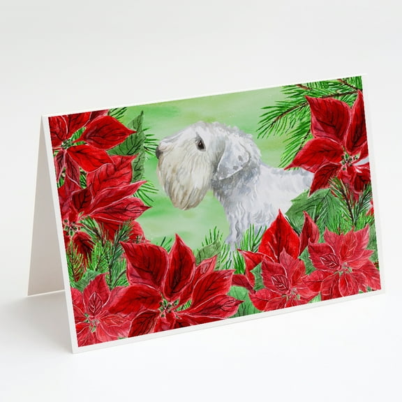 Sealyham Terrier Poinsettas Greeting Cards and Envelopes Pack of 8