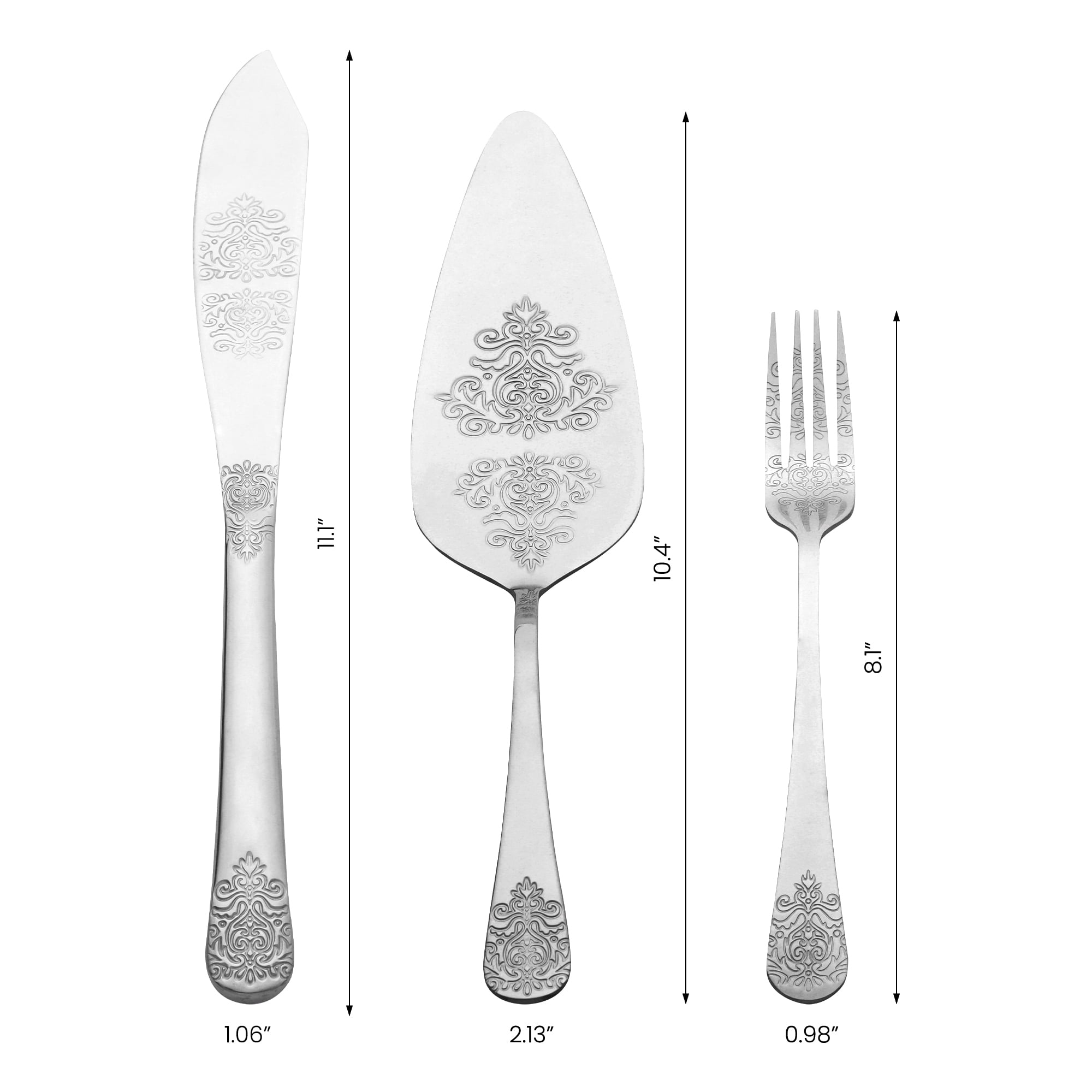 Unique Bargains Stainless Steel Silverware Set with Pie Spatula 4 Piece Silver