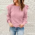 thumbnail image 4 of Lovskoo Sweaters for Women Casual Trendy Solid Pullover Long Sleeve Round-Neck Tops Sweater Pink, 4 of 6
