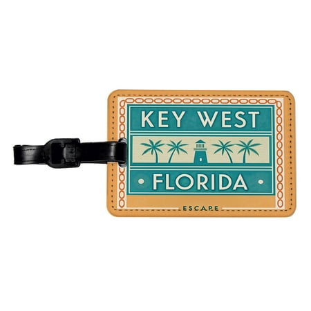 Key West FL Florida Travel Vacation Stamp Faux Leather Travel Luggage Tag