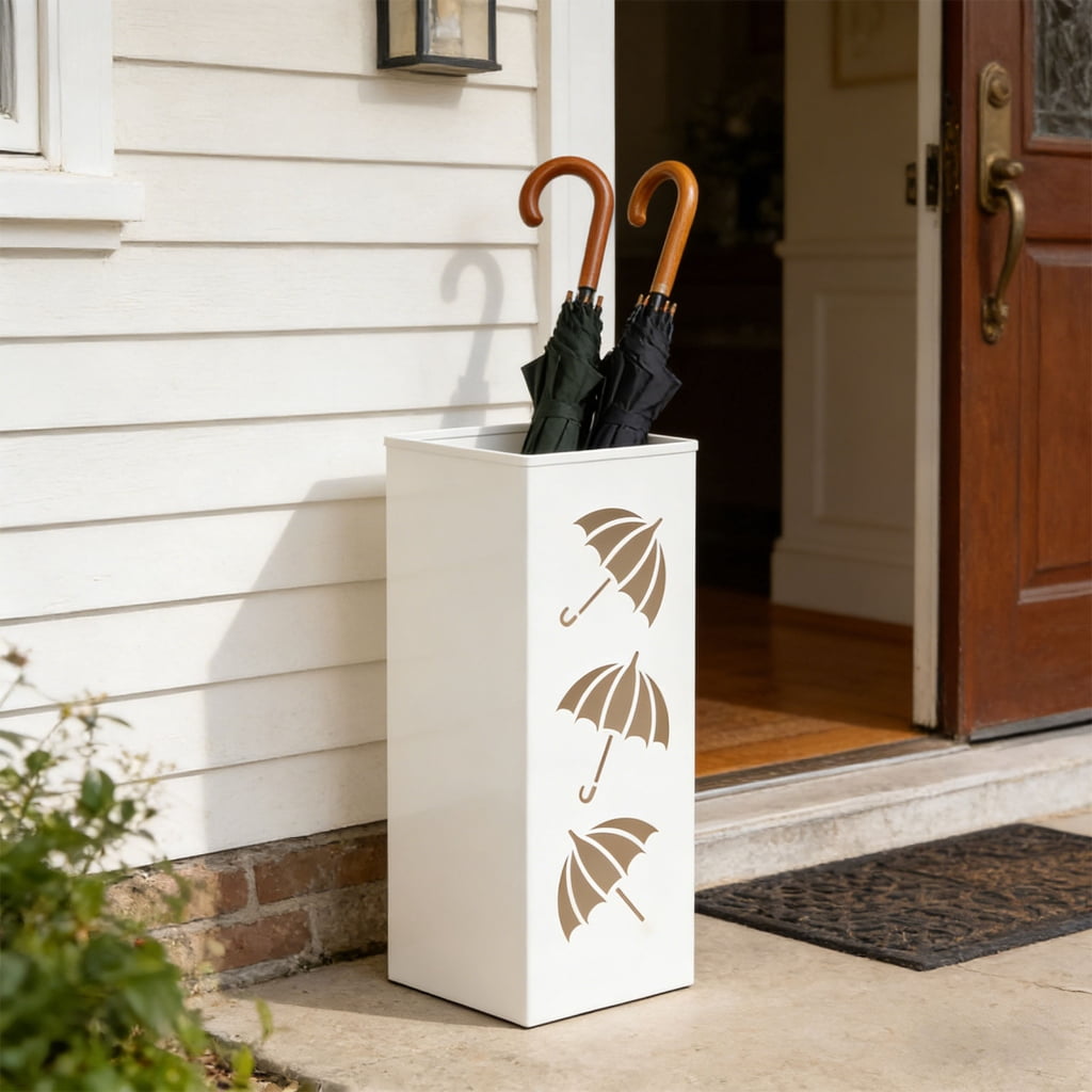 Sleek Metal Umbrella Stand With Ventilated Structure For Quick Drying And Compact Placement