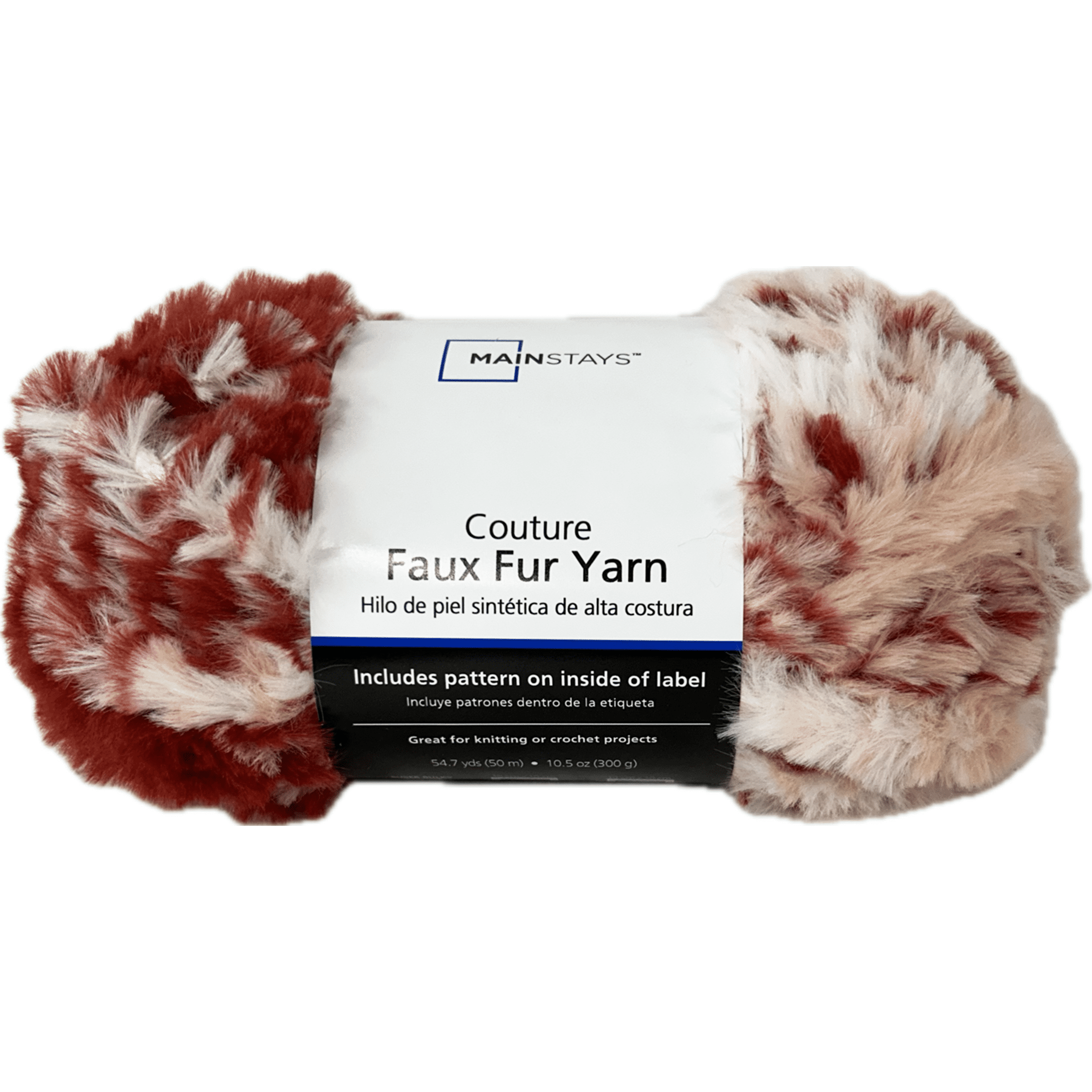 Mainstays Faux Fur Couture Yarn, 54 yd, Red, 100% Polyester, Super Bulky, Pack of 2