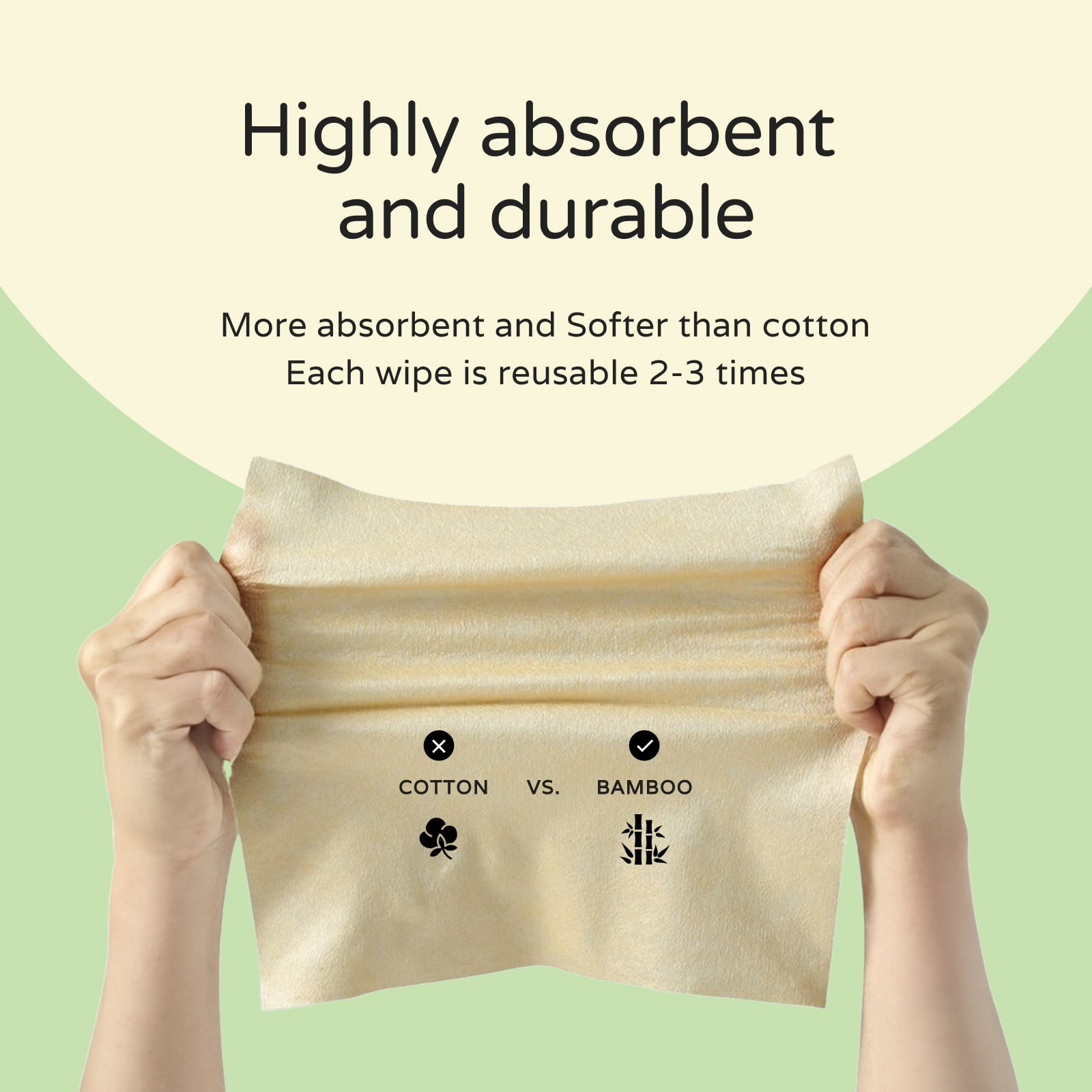 PoeticEHome Ultra-Soft 100% Bamboo Dry Wipes for Sensitive Skin - Unscented & Unbleached Facial Tissue Clean Towel, 2X Softer than Cotton Cloths