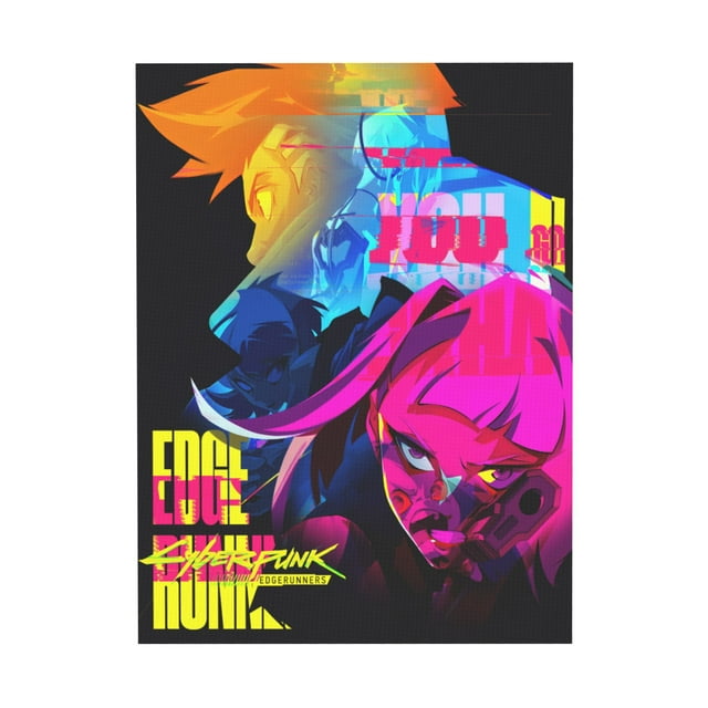 Qingyee Anime Cyberpunk Edgerunners Canvas Poster Polyester Multi Size Decorative Poster, Anime Paint Decorative Poster Horizontal For Wall,Home,Indoor and Outdoor Decoration