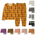 thumbnail image 5 of Kids Halloween Pjs Set Pumpkin Ghost Bat Print Pajamas Set Crewneck Long Sleeve Top Pants Set Kids 4T Pajamas Boys, 5 of 5
