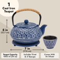 thumbnail image 3 of Tetera Japonesa de Hierro Fundido Juvale 950ml Azul con Infusor, 3 of 9