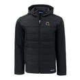 thumbnail image 2 of Men's Cutter & Buck  Black Los Angeles Rams Helmet Big & Tall Evoke Hybrid Eco Softshell Recycled Full-Zip Hoodie Jacket, 2 of 3